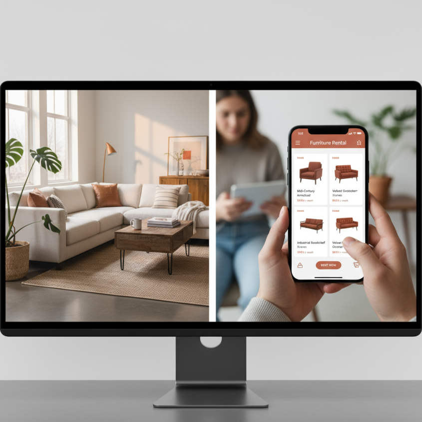 Цифровые платформы для аренды мебели в sharing economy - интерфейс мобильного приложения