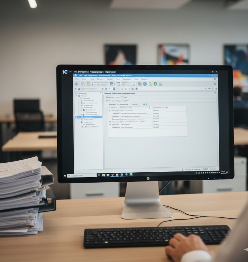Компьютер с программой 1С